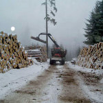 zimní těžba dříví je k cestám šetrná
